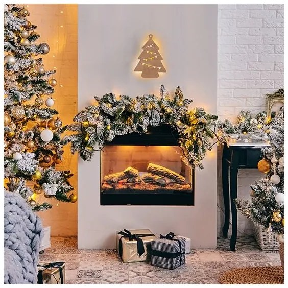 Decorațiune LED de Crăciun LED/2xAA lemn pom Solight 1V260