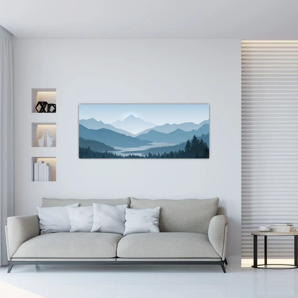 Tablou - Munții cu privirea graficeanului (120x50 cm)