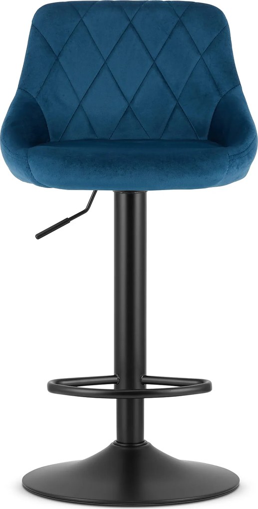 OFERTA Scaun de bar albastru VELVET KAST cu picior negru II. calitate