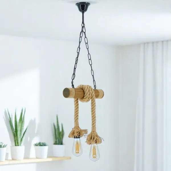 Lustră pe lanț KOS 2xE27/60W/230V fag