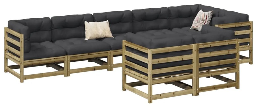 vidaXL Set canapea de grădină, 8 piese, lemn de pin tratat