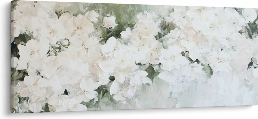 Tablou - Abstracție de Flori Albe (120x50 cm)