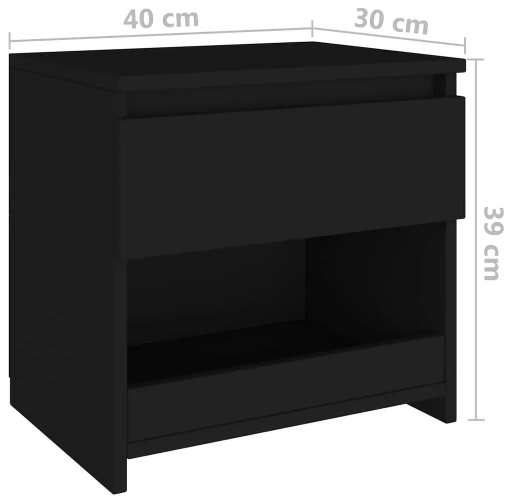 Noptiere, 2 buc., negru, 40x30x39 cm, PAL 2, Negru