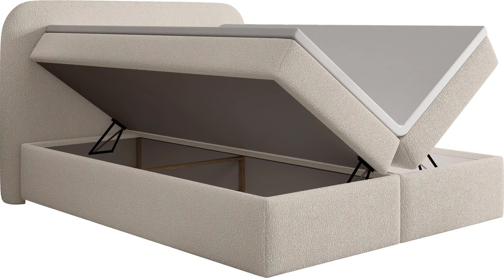 Pat continental cu spațiu de depozitare Eleris 160x200 - bouclé bej Quelle 03