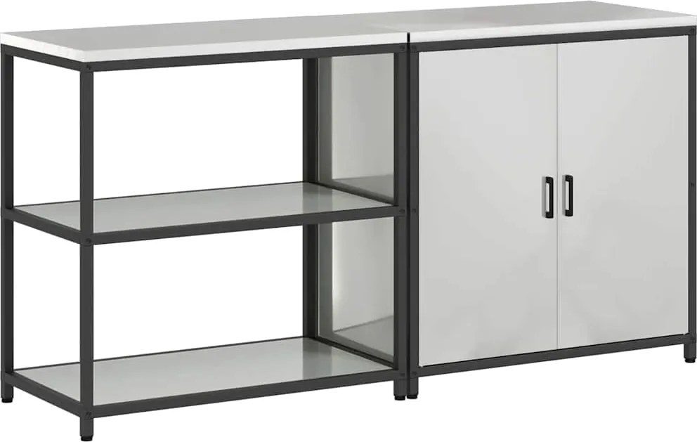 vidaXL Set de depozitare pentru bucătărie cu raft 2 pcs Argintiu