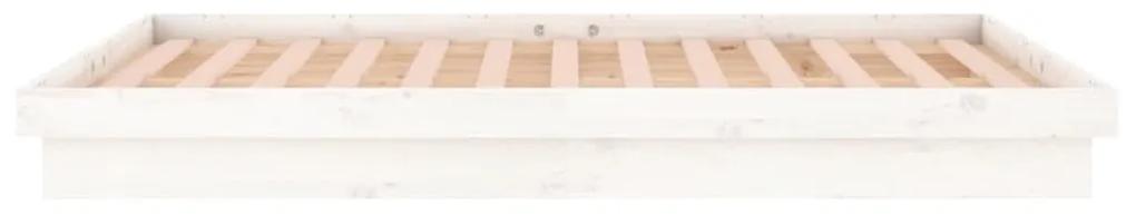 Cadru de pat Small Double 4FT cu LED, alb 120x190 cm lemn masiv Alb, 120 x 190 cm