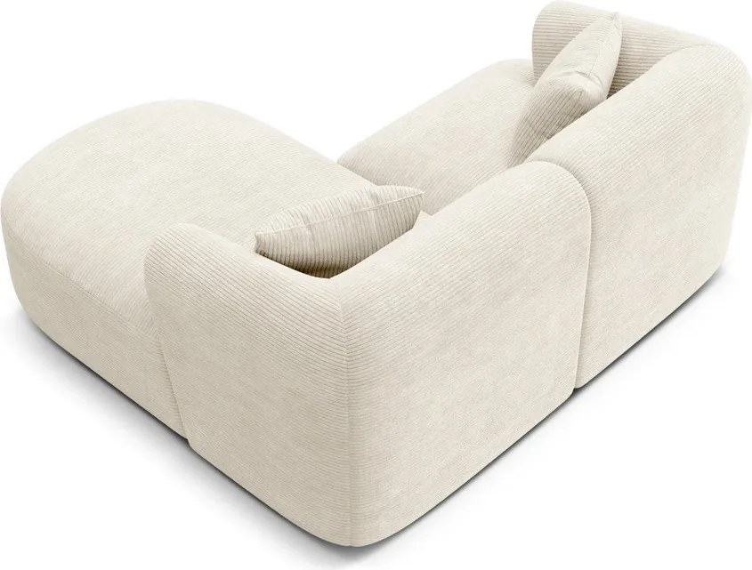 Colțar bej cu tapițerie din catifea reiată (cu colț pe partea dreaptă/cu șezlong) Campi – Cosmopolitan Design