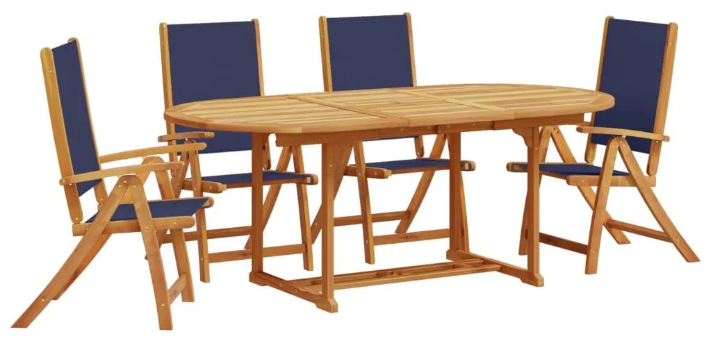 3279300 vidaXL Set mobilier de grădină, 5 piese, lemn masiv acacia/textilenă