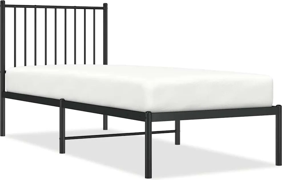 vidaXL Cadru de pat metalic cu tăblie, negru, 80x200 cm