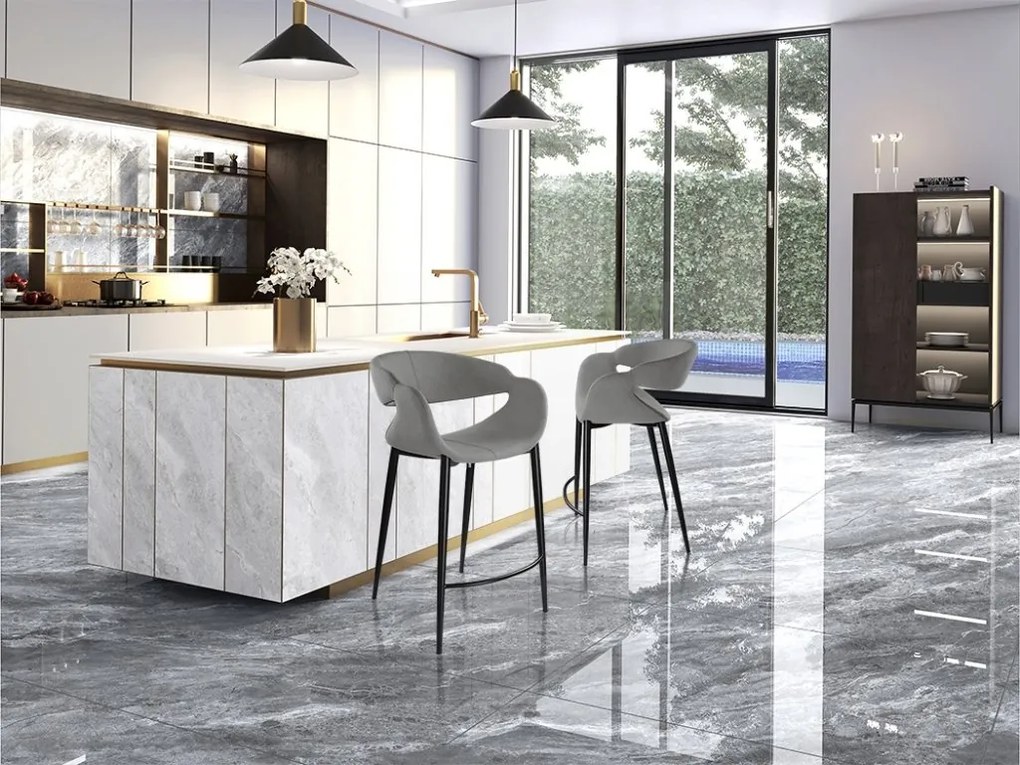 Scaun de bar design elegant Giro gri deschis