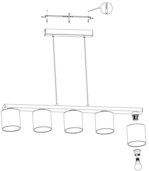 Eglo 901291 - Candelabru suspendat pe cablu CASTRALVO 5xE27/28W/230V