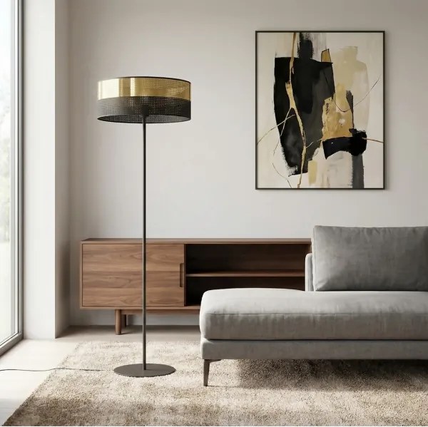 Lampă de podea LUX 1xE27/15W/230V neagră/aurie