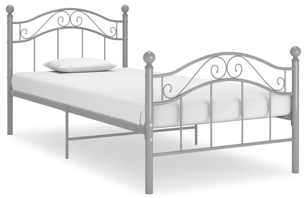 vidaXL Cadru de pat, gri, 90 x 200 cm, metal
