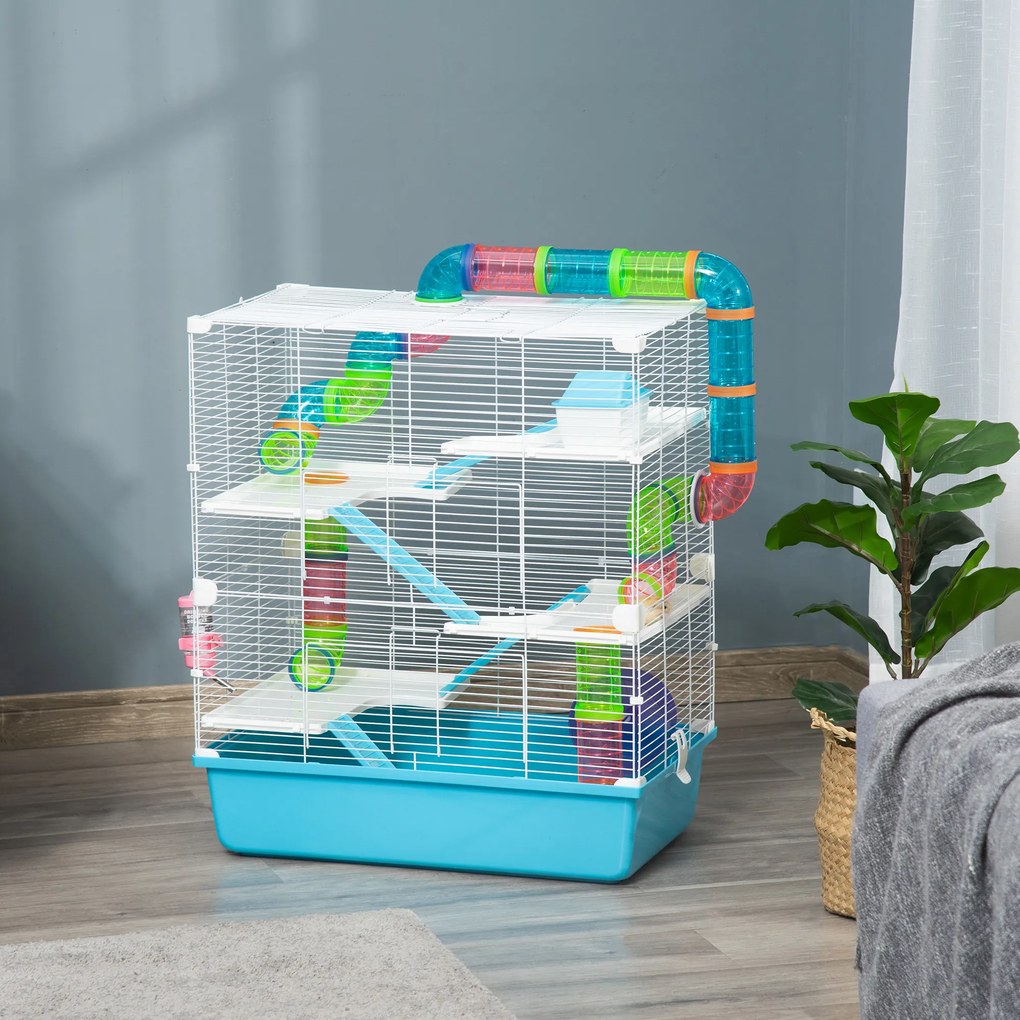 Cusca pentru hamsteri PawHut, refugiu pe 5 niveluri, 59cmx36cmx69cm | Aosom Romania