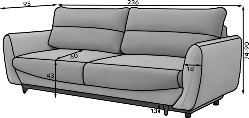Canapea bej extensibilă/cu spațiu de depozitare cu tapițerie din chenille 236 cm Silva – ELTAP