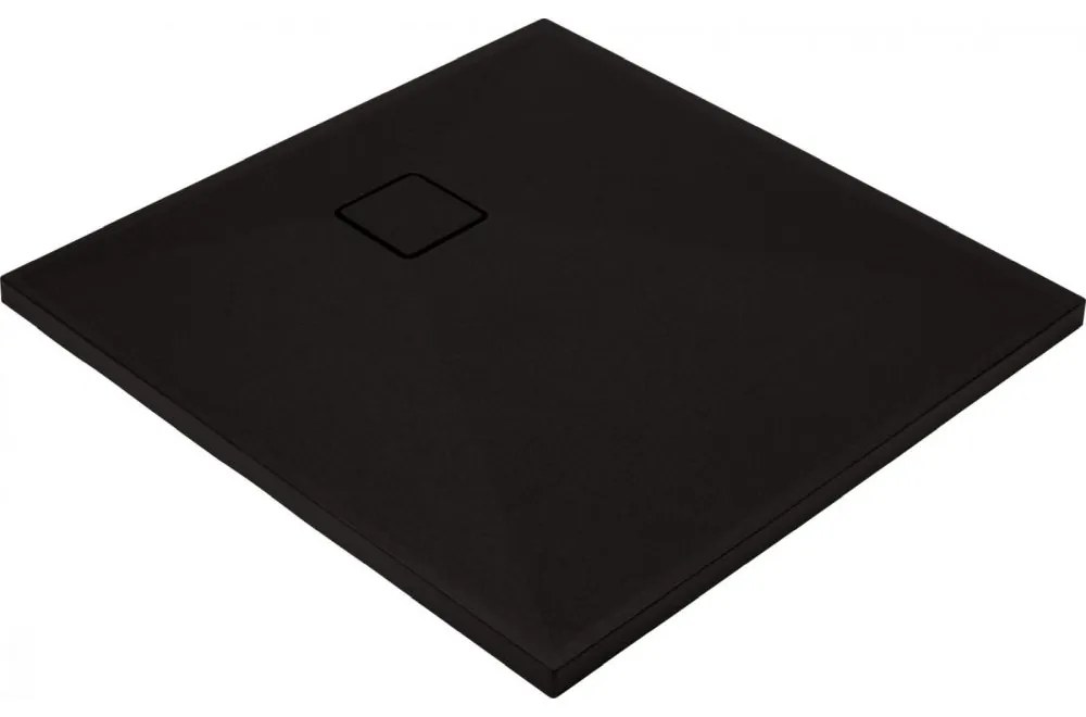 Cadita dus compozit slim patrata neagra 90x90 cm Deante, Correo Square Negru, 900x900 mm