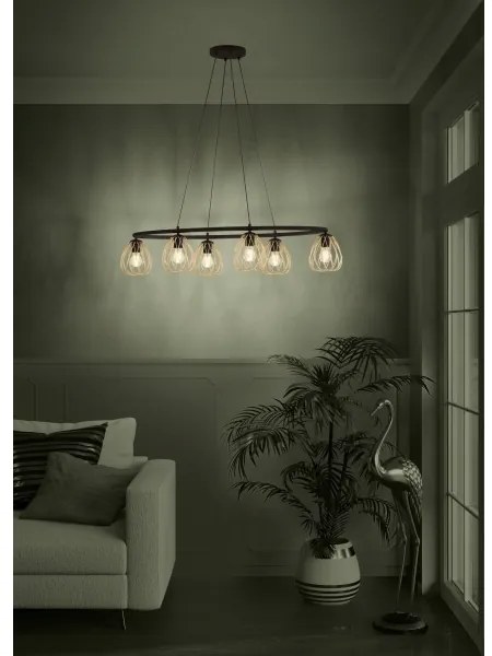 Lustră pe cablu Eglo 390092 JAZMINIA 6xE27/40W/230V negru/auriu