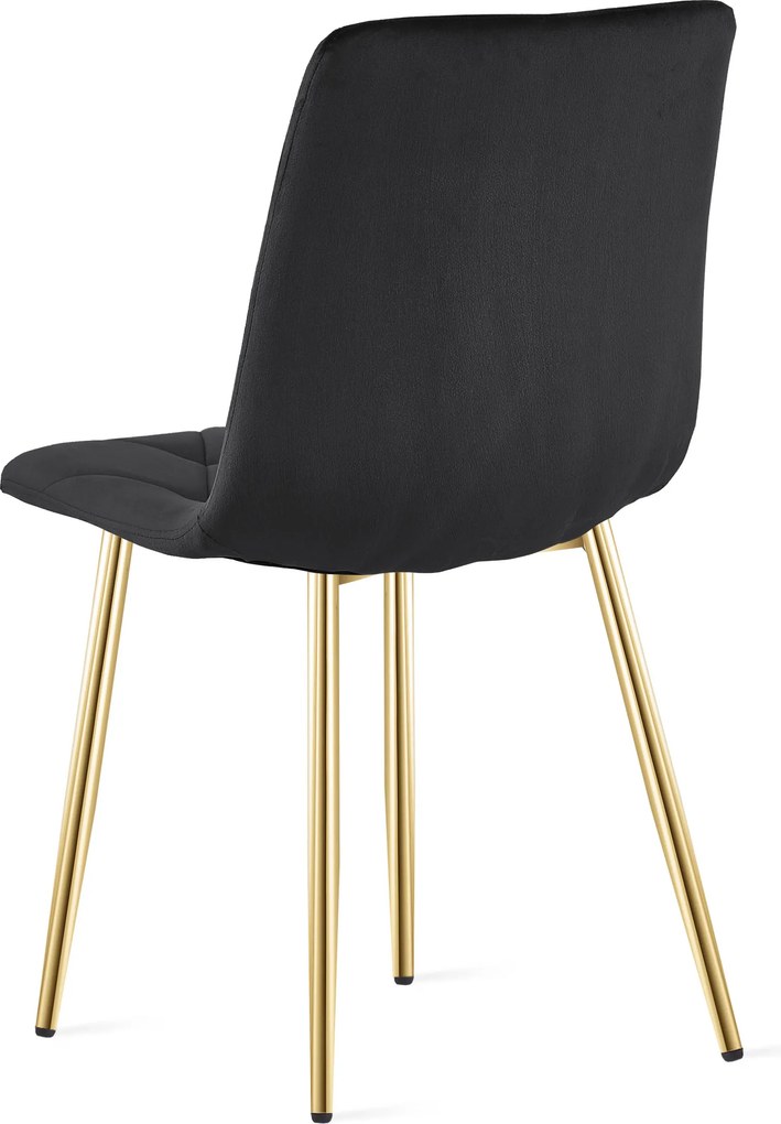 Negru scaun bucatarie LIBRA din catifea cu picioare aurii
