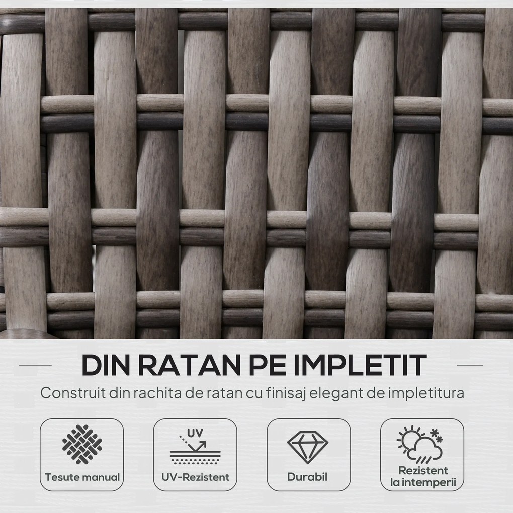 Outsunny Set Mobilier de Gradina 3 Piese, 2 Canapele Exterioare + Masa de Cafea, Ratan Sintetic Rezistent la Intemperii, Gri | Aosom Romania