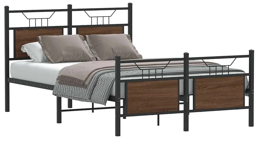 vidaXL Cadru pat fără saltea stejar maro 120x190 cm, lemn prelucrat