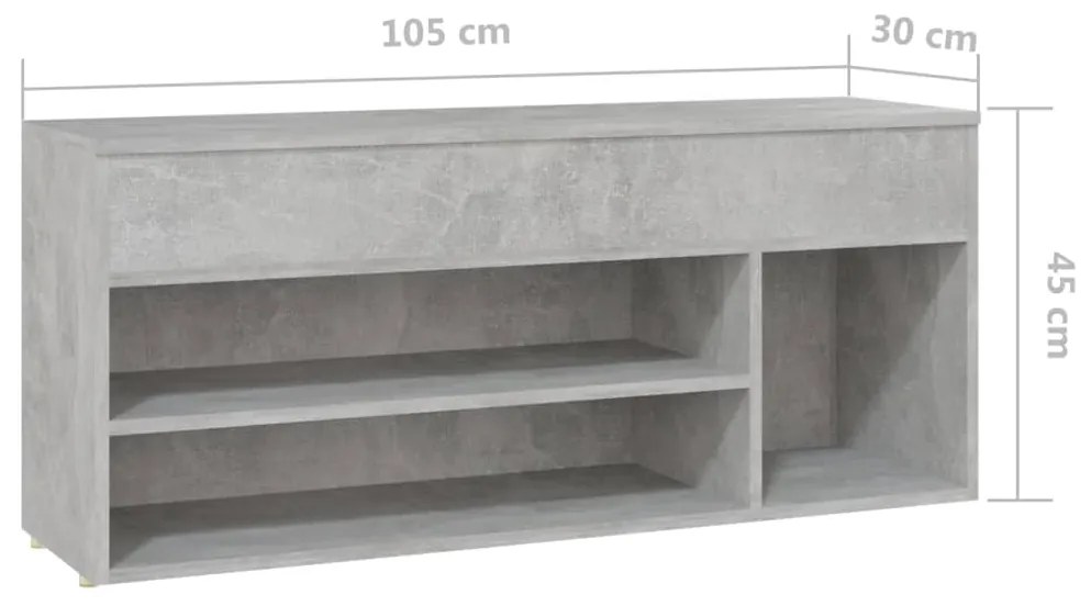 Bancheta pantofar, gri beton, 105x30x45 cm, PAL Gri beton, 1, 1, 1