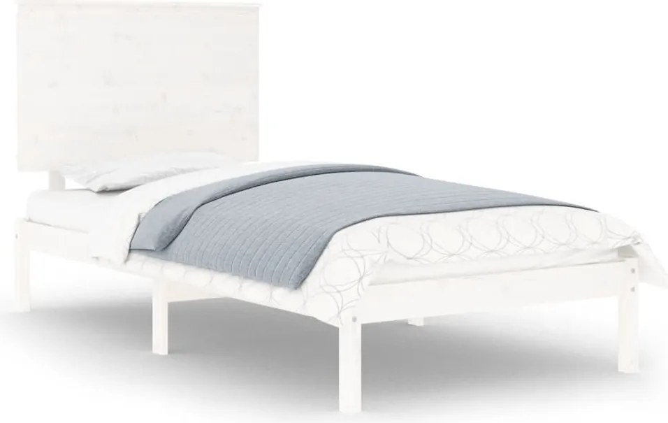 vidaXL Cadru de pat single, alb, 90x190 cm, lemn masiv