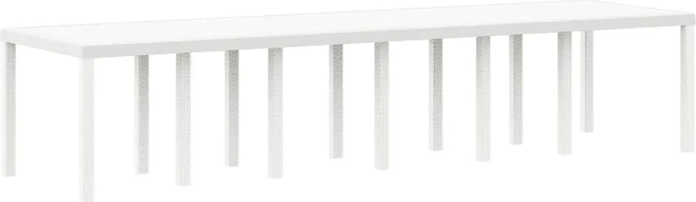 vidaXL Masă de Grădină Alb 350 x 100 x 74 cm poliratan