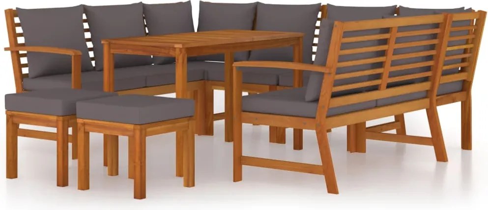 vidaXL Set mobilier de grădină cu perne, 9 piese, lemn masiv de acacia
