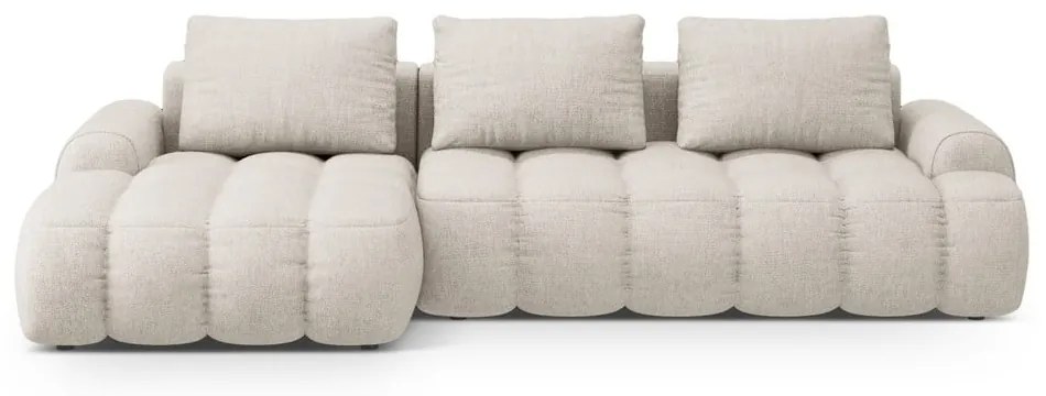 Colțar bej extensibil/cu spațiu de depozitare (cu colț pe partea stângă/cu șezlong) Linz – Cosmopolitan Design