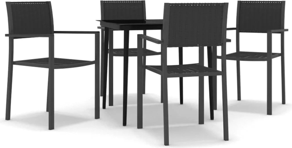 vidaXL Set de servit masa pentru grădină, 5 piese, negru