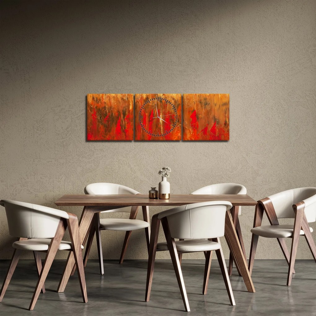 Tablou cu abstracție pictată (cu ceas) (90x30 cm)