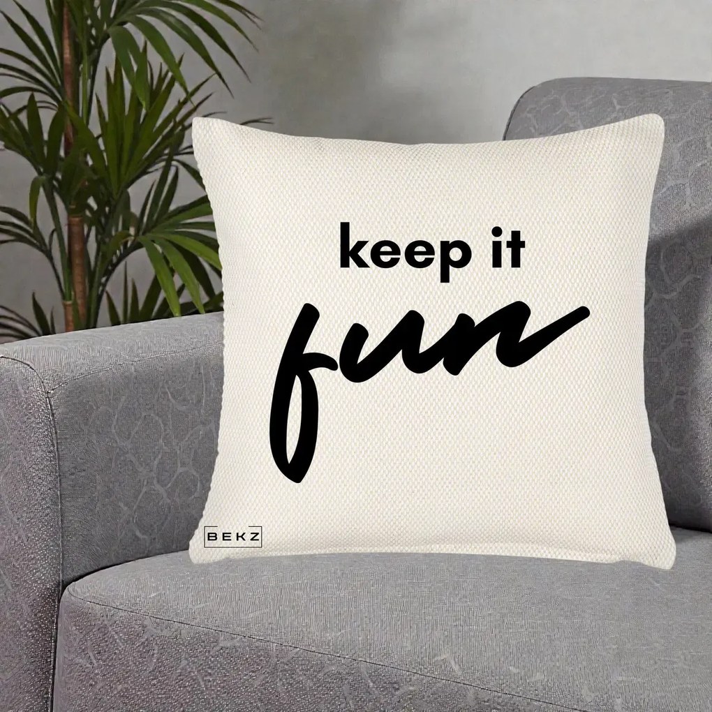Perna Decorativa Keep It Fun, 40x40 cm, Crem Reliefat, Husa Detasabila, Perna Inclusa, BEKZ®