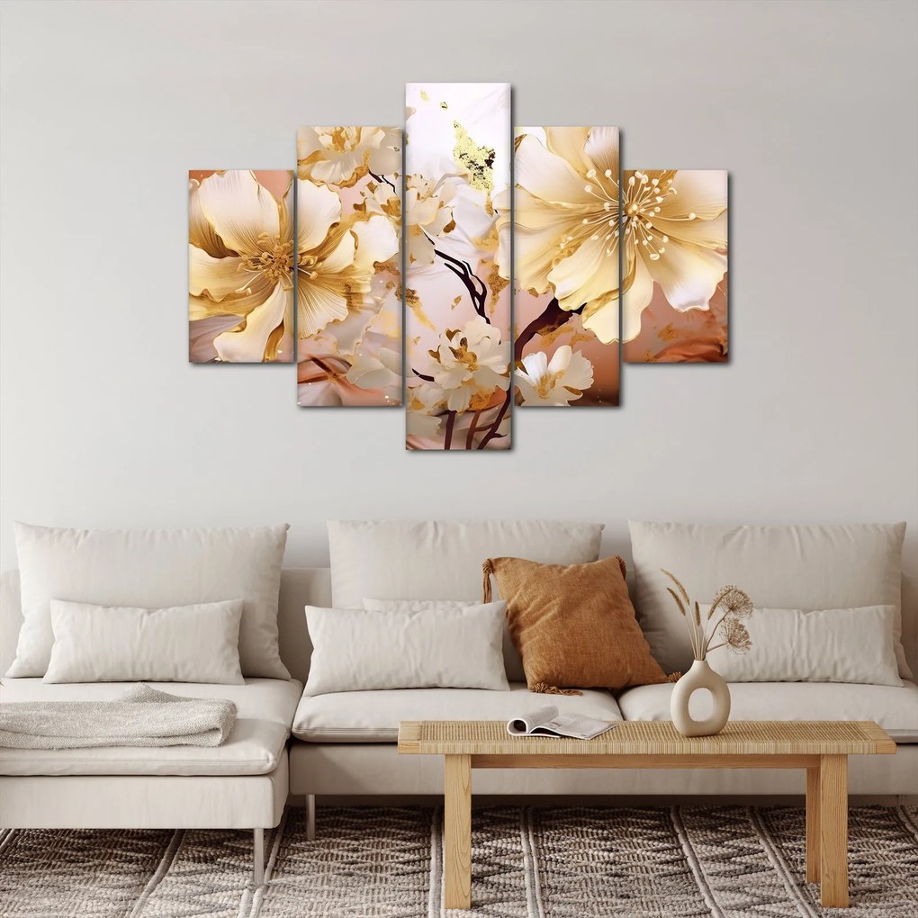 Tablou - Flori de aur (150x105 cm)