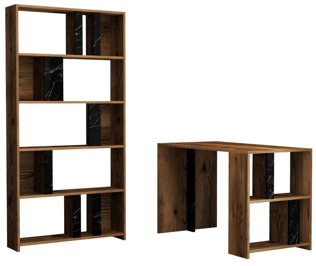 Masă PC cu raft Limba (Nuc + Negru). 1088394