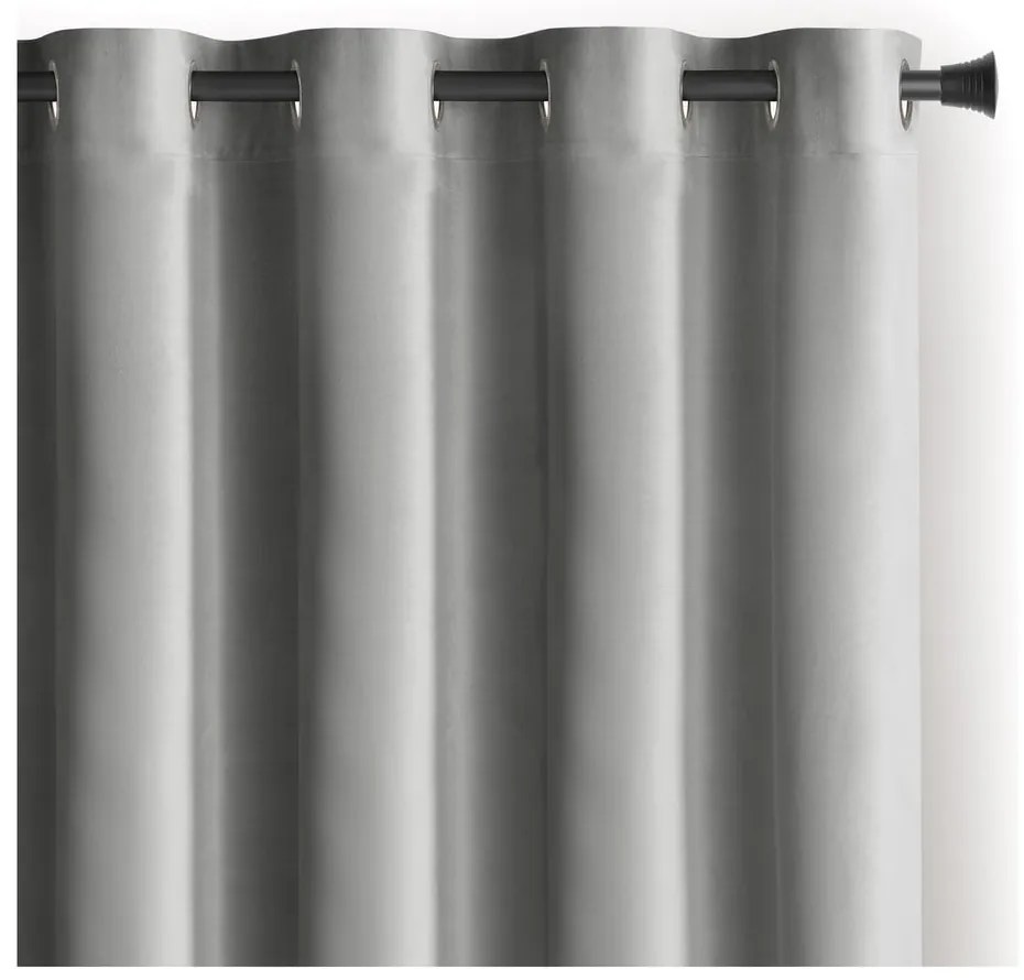 Draperie gri deschis dimout (semi-opacă) din catifea 140x270 cm Eyelets – Restilo