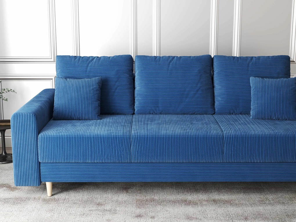 Canapea extensibilă dumonde cu ladă de depozitare si sezut confortabil din spuma high-density, Kronos Zoom Albastru 210x100 cm