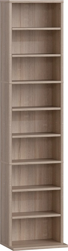 HOMCOM Raft pentru CD-uri cu 6 Rafturi Ajustabile, Capacitate 260 CD-uri/120 DVD-uri, 33x24x140 cm, Lemn Natural | Aosom Romania