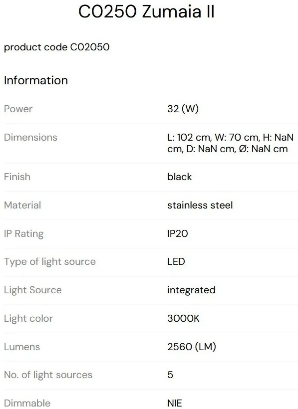 Lustra cu 5 spoturi LED, Negru, Zumaia II