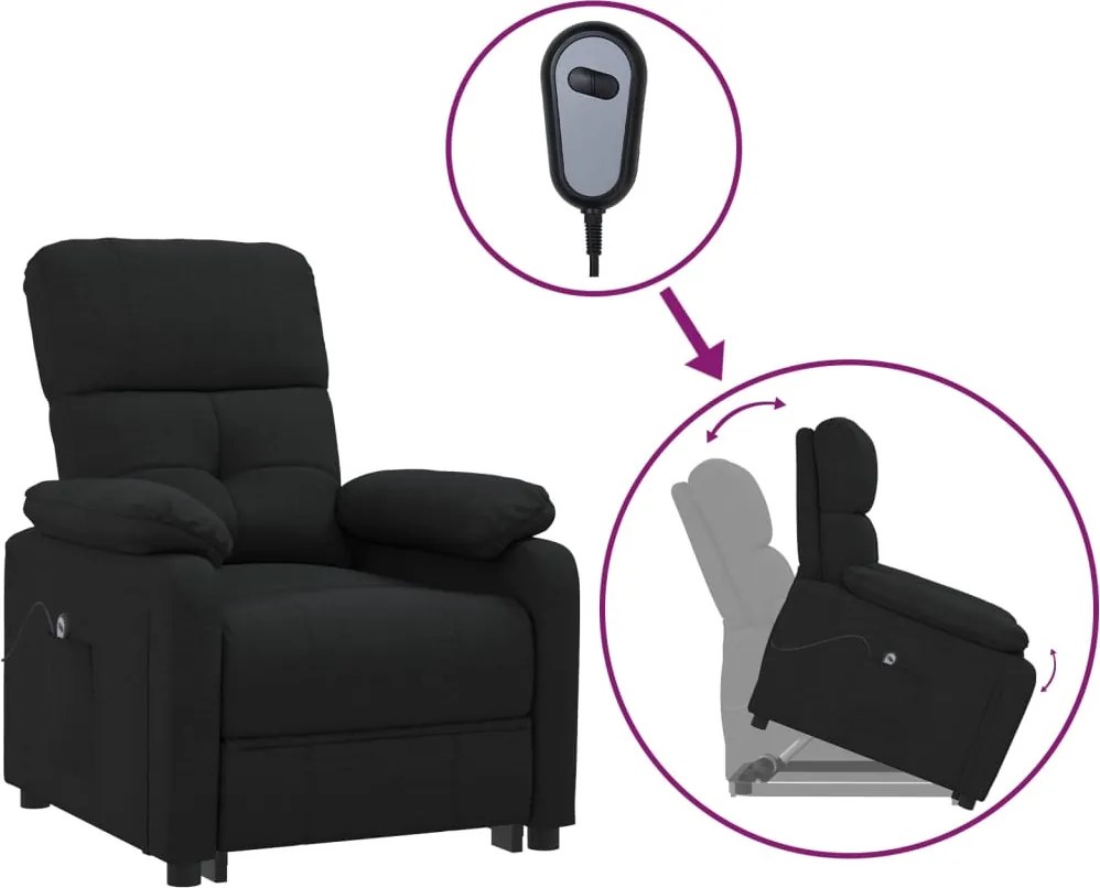 vidaXL Fotoliu cu ridicare, negru, material textil