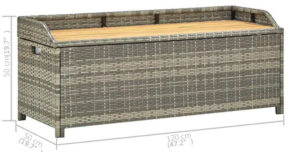 Banca de depozitare pentru gradina, gri, 120 cm, poliratan Gri, 1, Gri
