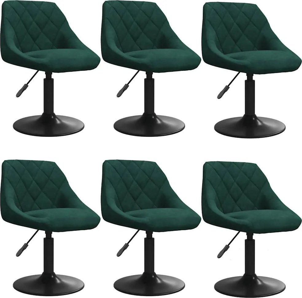 vidaXL Scaune de sufragerie pivotante 6 buc, verde închis, catifea