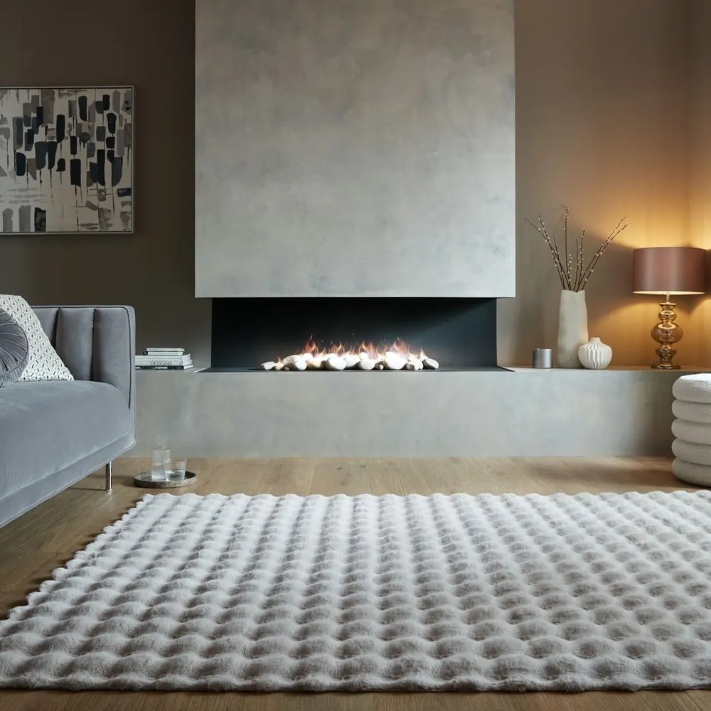 Blană gri deschis sintetică 80x150 cm Waffle Faux Fur – Flair Rugs
