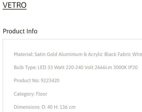 Lampa de podea LED design modern VETRO auriu, D-40cm
