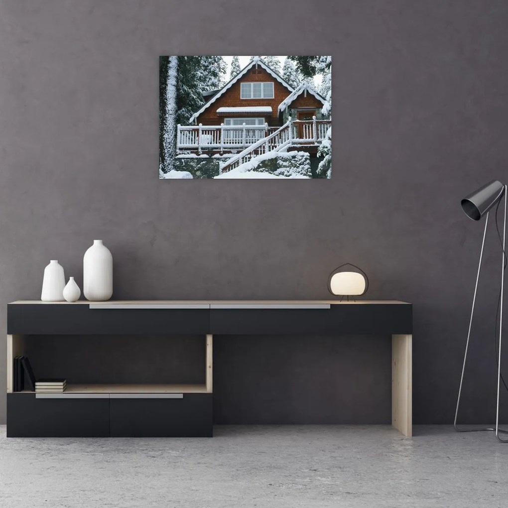 Tablou - Cabană din lemn (70x50 cm)