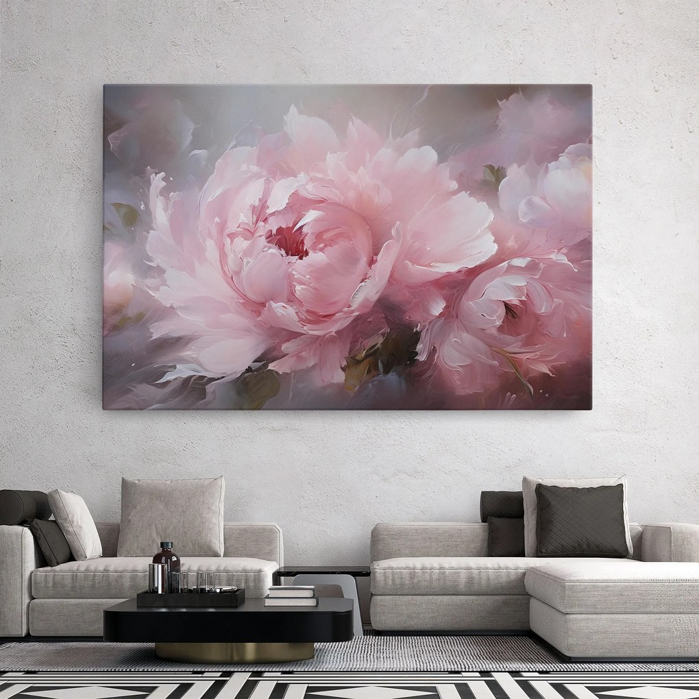 Tablou Canvas, 80x120cm, Dormitor si Living, Flori, Bujori, Dreamy Painting Peony