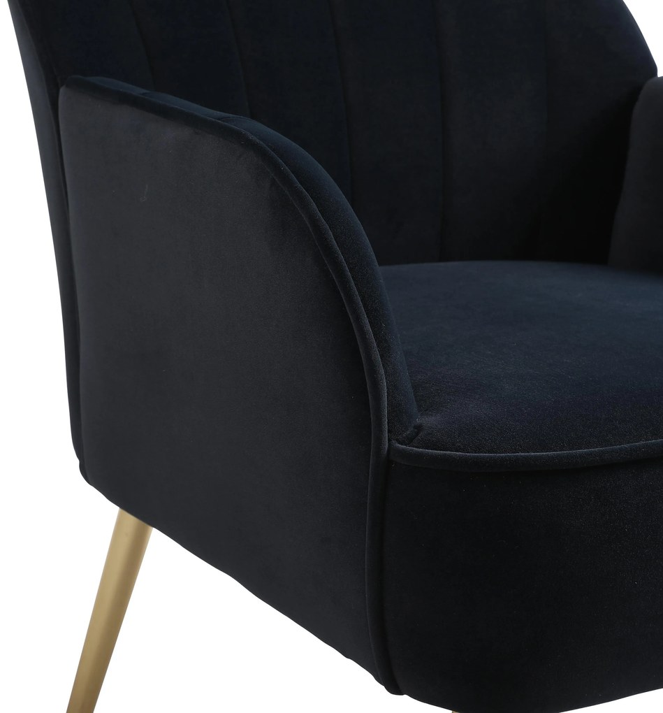 Fotoliu de salon din catifea, Design ergonomic, Negru
