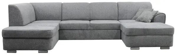 Canapea colțar extensibilă în U SERPA, cu spațiu de depozitare, stânga, gri