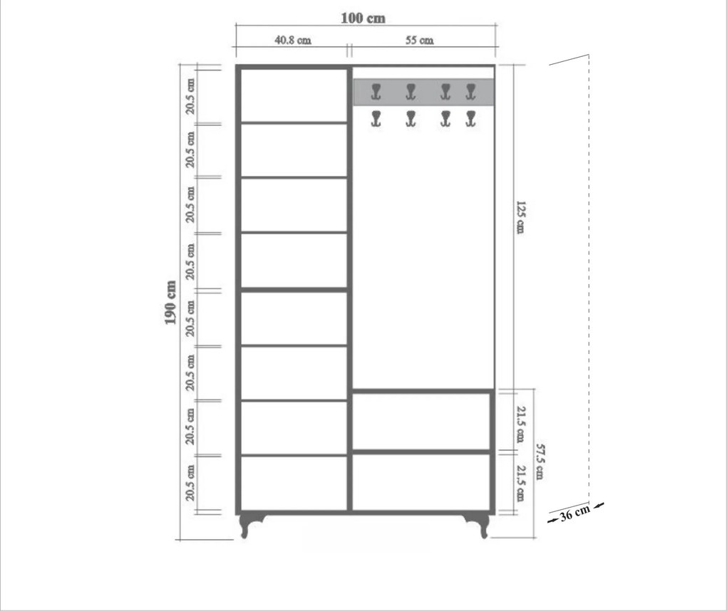 Mobilier hol Ivonne 734 (Stejar sonoma). 1088630
