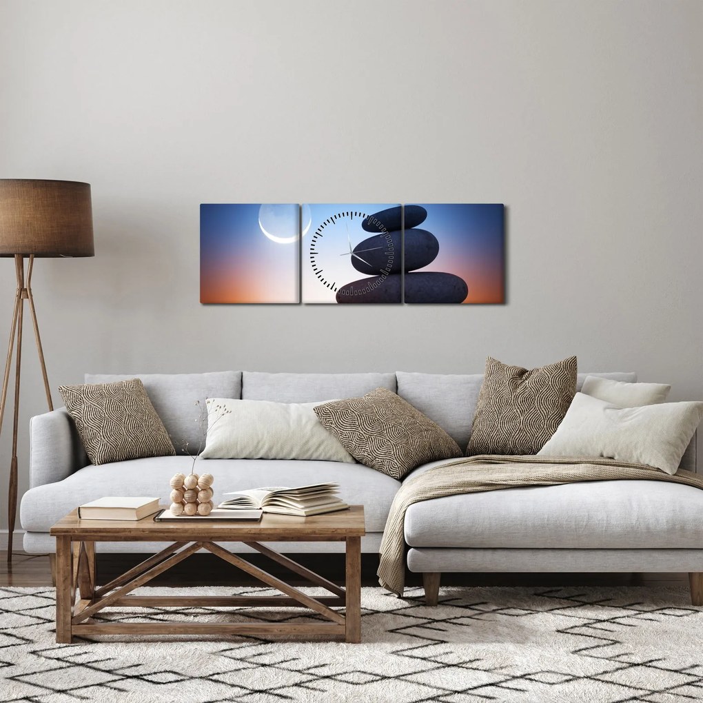Tablou cu pietre suprapuse (cu ceas) (90x30 cm)