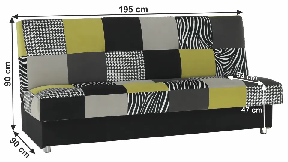 Canapea, textil verde gălbui/gri/negru, ALABAMA